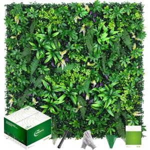 Artificial Grass Wall Panels 20x20 (6pcs) - UV Protected Privacy Fence Screen, Hedge Green Wall Decor BackdropRealistic Fake Grass Backdrop for Indoor Weddings & Outdoor Gardens (Lavender)