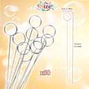 60 Pcs Metal Wire Floral Picks 13 Inch Wire Place Card Holder, Metal Table Name Number Clips Picture Stand, Round Photo Memo Flower Card Holder for Wedding Party Birthday Cake (Silver Round)