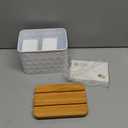 Recipe Box with Cards and Dividers Set 4x6 Recipe Holder for Kitchen Counter Metal White Honeycomb Pattern Embossed Recipe Card Box with Wooden Grooved Lid