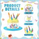 Cuffbow Happy Birthday Cake Hat for Adults Yellow and Blue Funny Birthday Cake Hat with Candles Unisex Party Novelty Hats for Festival Party Gifts Costume Accessory Photo Booth Headwear