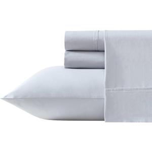 Vera Wang King Sheet Set, 100% Egyptian Cotton Percale Bed Sheets with a Smooth & Crisp Feel, Deep Pockets, Bedding with Matching Fitted Sheet & Pillowcases (Blue)