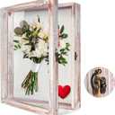 TJ.MOREE Flowers Shadow Box Display Case 11 x 14 Large Shadow Box Frame with Glass Window Door Deep Depth Picture Frame Wedding Bouquet Memorabilia Medals Photos Memory Box for Keepsakes - White Pink