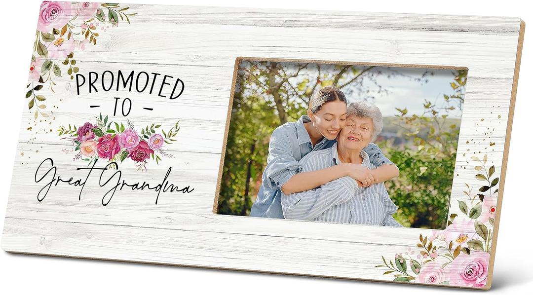 SRADMO Pregnancy Announcement for Great Grandma, Great Grandma Picture Frame, 12x6 inch Wooden Tabletop Photo Frame