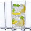 US Acrylic Classic Clear Plastic Reusable Drinking Glasses (Set of 6) 16oz Water Cups | BPA-Free Tumblers, Made in USA | Top-Rack Dishwasher Safe
