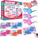 JOYIN 32 Packs Valentines Day Shade Glasses with Gift Cards Heart Shaped Shutter Heart Glasses Valentines Day Accessories for Kids Party Favor Classroom Exchange Prize Supplies