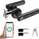 Smart Door Knob & Handle-Fingerprint Door Lock- Keyless Entry Door Lock with Key & Keypad, Bluetooth App Control, Touchpad Control, Privacy & Passage Modes for Home, Bedroom, Office, Apartment