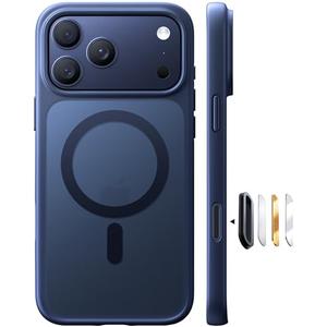 TORRAS Stronger Magnetic & Shockproof for iPhone 17 Pro Max Case, Fit for MagSafe, Military Grade Drop Protection, Camera Control, DIY Button, Slim for iPhone 17 Pro Max Case Translucent Deep Blue