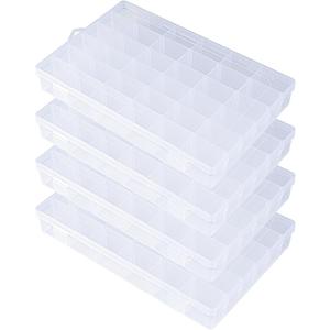 Clear Plastic 36 Grids Bead Organizer Box 3600 Tackle Bead Containers Compartment Organizer Box For Jewelry & Earring(4 Pcs)