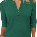 JomeDesign Womens Tops 3/4 Sleeve V Neck Shirts Dressy Casual Tunic Blouses Summer Tees L