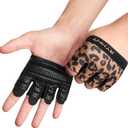 Minimal Workout Gloves,Short Micro Weight Lifting Gloves Grip Pads with Full Palm Protection & Extra Grip for Men Women Weightlifting,Gym,Cross Training,Powerlifting,WODs. (Cheetah/Leopard)