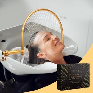 Head Spa Water Circulation Equipment, Portable Shampoo Bowl Waterfall Head Spa, Gold, Fits Shampoo Bowl for Salon and Beauty Salon