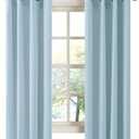 LA PALMA Thermal Insulated Blackout Darkening Grommet Living Room Curtains Window Drapes for Bedroom Pack of 2 Panels (Baby Blue), 52"W x 63"L