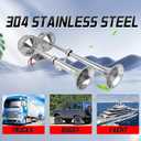 12V Marine Boat horn Waterproof Stainless Steel Dual Trumpet for Ship Truck RV Trailer Pickup Van Bus Touring Car (Dual Trumpet Horn)