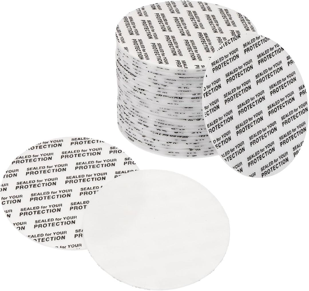 PATIKIL 50mm/2" Foam Lid Liner, 200 Pack Adhesive PS Foam Lid Liner Pressure Sensitive Seal Cap Liners Resistant Tamper for Plastic Glass Jar Bottle Cap Seals