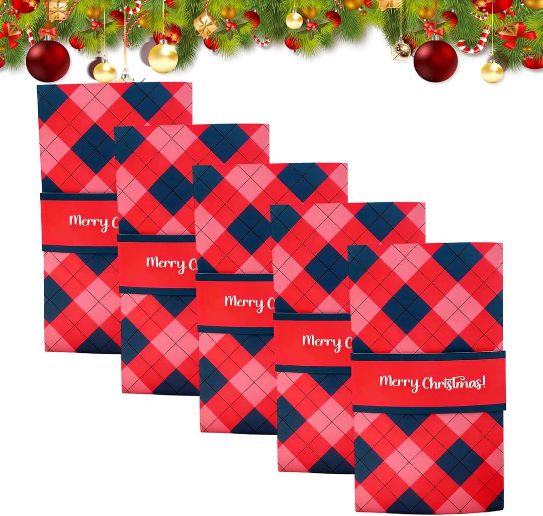 5PCS Handmade Christmas Gift Card Booklet, DIY Holiday Gift Card Sleeve Book, Pull-out Design Merry Christmas Gift Card Book for Family, Friends, and Group Gifting