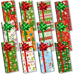 Geyoga 36 Pack Christmas Gift Holder Box with Bows for Cash Money Card Christmas Gift Boxes Mini Favor Present Wrap for Xmas Holidays Party Decoration, 6.5 x 2.8 x 0.6 Inches