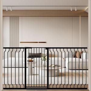 ALLAIBB Black 40.55" Extra Tall Wide 57.48-73.62" Baby Gate Pressure Mounted Walk Through Child Kids Safety Toddler Tension Pet Dog Gates with Extension for Doorways Kitchen