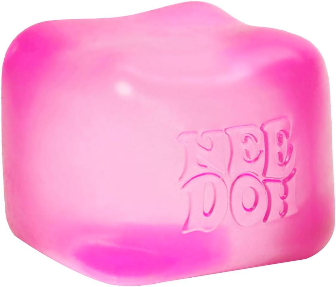 Schylling NeeDoh Nice Cube Sensory Squeeze Toy with Super Solid Squish  2.25" Cube  Pink