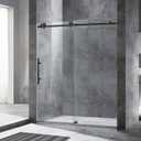 Woodbridge Frameless Sliding Shower, 56"-60" Width, 76" Height, 3/8" (10 mm) Clear Tempered Glass, Black Finish, Designed for Smooth Door Closing. MBSDC6076-MBL, 60"x 76" Matte Black