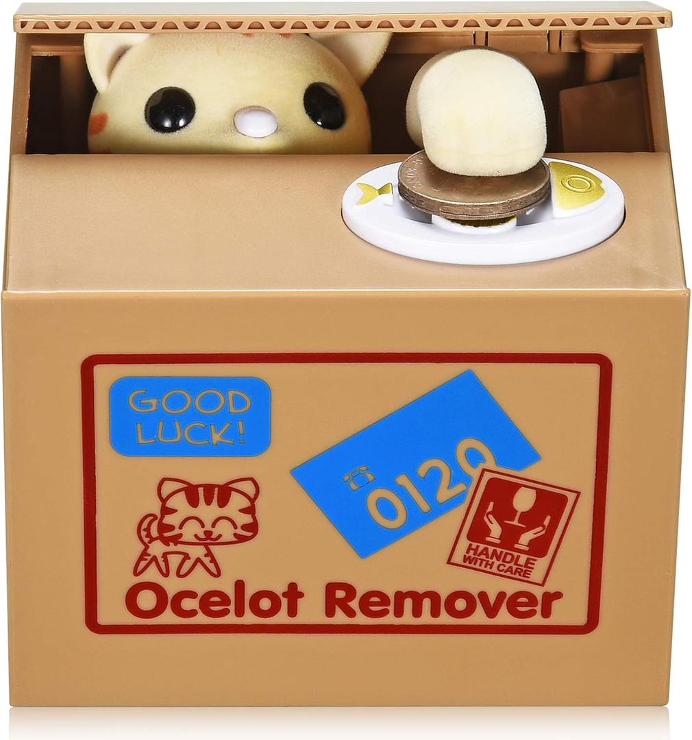 Cat Stealing Money Bank, Piggy Bank for Kids, Coin Bank for Money Saving, Automatic Stealing Money with English Speaking, Creative Gift (Lucky Cat)