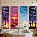Colorful Bible Church Banners with Scripture, 4PCS Christian Hanging Sign Wall Decor for Sanctuary Wall, Faith Religious Scriptures Backdrop Supplies for Sunday School Classroom, 6x2 Ft