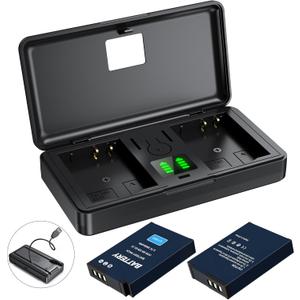 EN-EL12 Battery(2 Pack) and Charger(2CH) Set,Camera Accessories for Nikon Coolpix 9900,S9500,S9300,S9100,S8200,S8000,S6300,S6200,S6100,A900,AW110,MH-65,Rechargeable Lithium Ion Batteries Case