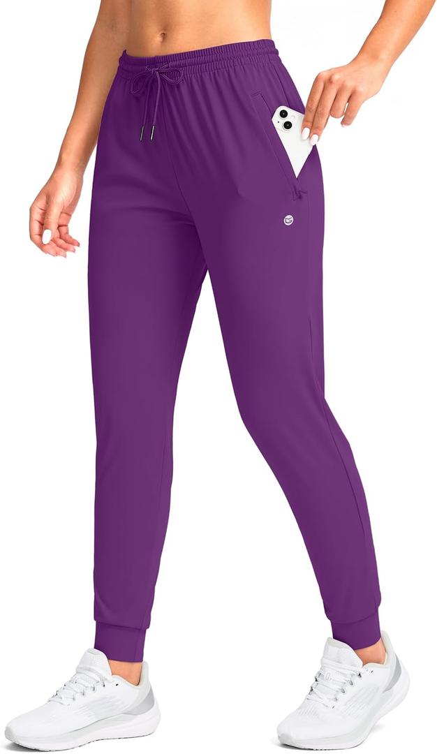 G Gradual Women's Joggers Pants with Zipper Pockets High Waisted Athletic Tapered Sweatpants for Women Workout Lounge, L