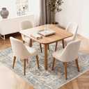 Tortania 8' Square Area Rug Living Room Rugs - Washable Boho Rug Vintage Oriental Distressed Farmhouse Large Thin Indoor Carpet for Bedroom Under Dining Table Home Office - Brown Blue