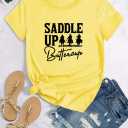 Saddle Up Buttercup Shirt Cowboy T-Shirt Vintage Western Shirt Women Cowgirl Tees Country Girl Horse Riding Tshirt Casual Tops Yellow M