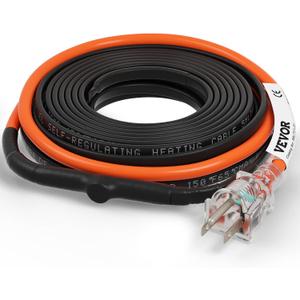VEVOR Self-Regulating Pipe Heating Cable, 30-feet 5W/ft Heat Tape for Pipes Freeze Protection, Protects PVC Hose, Metal and Plastic Pipe from Freezing, 120V