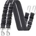 URPOWER 2 Pack Dog Seat Belt, Retractable Dog Car Harness Adjustable Pet Safety Belt with Elastic Bungee Buffer, Heavy Duty & Durable & 360 Degree Swivel Dog Seatbelts (Black)
