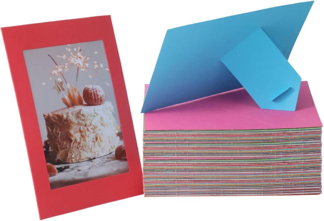 100 Pack Standing Paper Picture Frames 4x6,Cardboard Photo Frame with Easel,Paper Photo Frame Cards,Gallery Frames Bulk For Mother's Day Father's Day Graduation Birthday Wedding Classroom Craft DIY,Rainbow