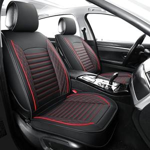 Vankerful Leather Seat Covers for Cars,Car Seat Covers Front Seats Only,Automotive Seat Covers for Trucks,SUV,Leatherette,Universal Fit,Vehicles Seats Cushions(Front Pair,Black-Red)