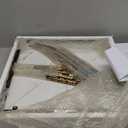 Antique Square End Table with Faux Marble Top, 20" Gold Side Table with 2-Tier Open Storage Shelves, Modern Square Accent Table with Antique Brass Finish for Living Room, Bedroom