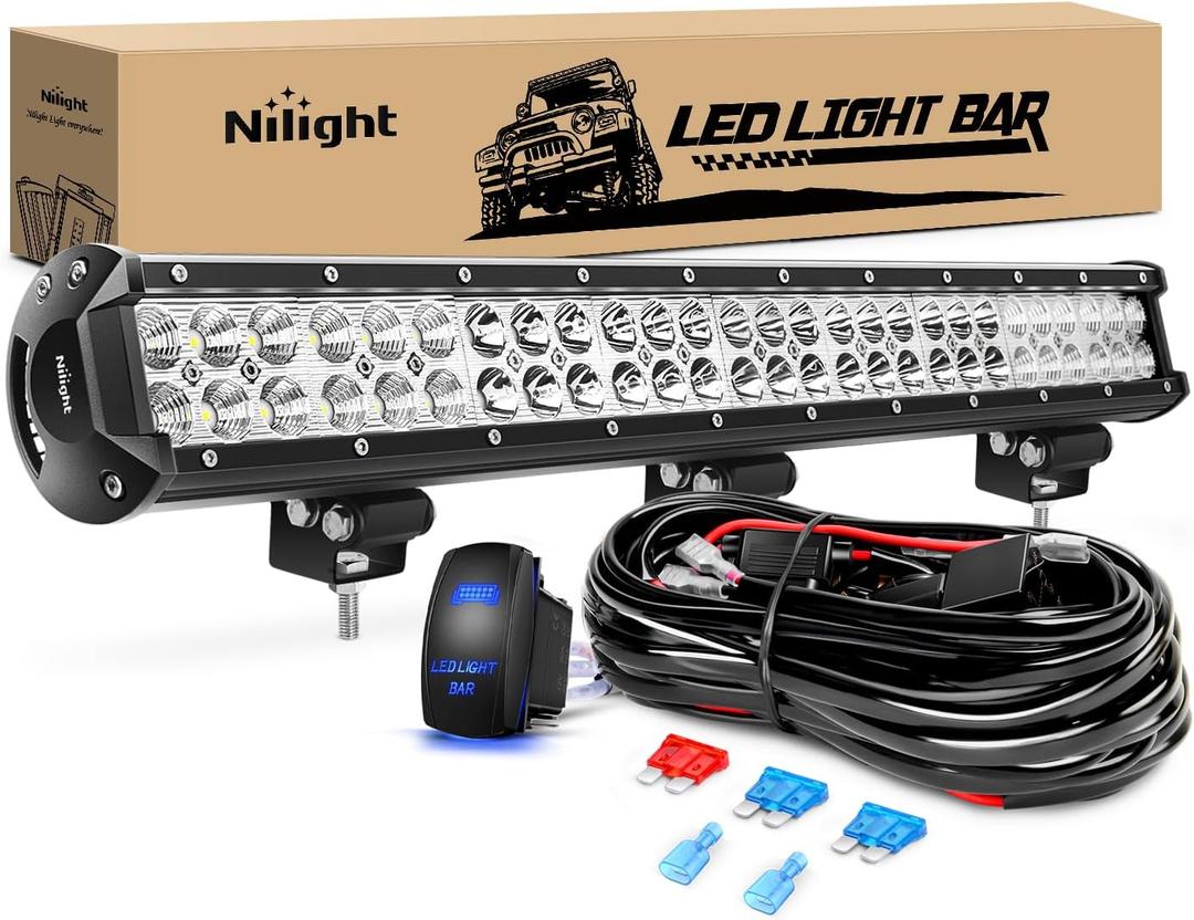 Nilight LED Light Bar 25Inch 162W Spot Flood Combo Off Road 12V 5Pin Rocker Switch Wiring Harness Kit (ZH081)