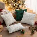 MIULEE Christmas Snowflake Decorative Throw Pillow Covers Set of 2,Soft Fluffy Faux Wool Winter Holiday Couch Pillows for Farmhouse Boho Home Decor Sofa Bed Porch Living Room 18x18 Inch Green