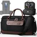 VUUDH Convertible Garment Bag for Travel - 50L Leather Carry on Duffel Bag for Men Women with Shoe Compartment & 2 Storage Pouches | 2 in 1 Hanging Suitcase for Wrinkle-Free Travel