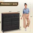 WLIVE 9 Drawer Dresser, Fabric Storage Tower for Bedroom, Hallway, Closet, Tall Chest Organizer Unit for Bedroom with Fabric Bins, Steel Frame, Wood Top, Easy Pull Handle, Black and Rustic Brown