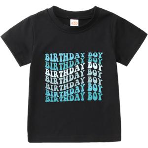 KEKEMI Birthday Boy Shirt Toddler Baby Boys Birthday Party T-Shirt Cute Letter Print 1st 2nd 3rd 4th 5th Birthday Gift Tees (Black-2, 4-5 Years)