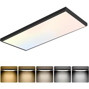 GT-Lite 2'x4' 5500 Lumen LED Flat Panel, Flush Mount and Drop Ceiling 2 Way Installation,Black Trim 5 CCT, 3 Level Dim,CRI 90 for Home and Office (2x4 Feet)