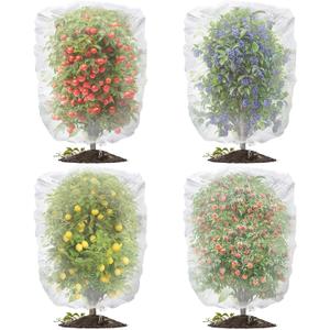 Evoio Fruit Tree Netting Bags with Drawstring, 4PCS Blueberry Bush Netting Cover,Mesh Garden Bag for Tomato Vegetables Peach Fruit Trees Flower Garden Protection Plant Covers (4 * 4.6 FT)