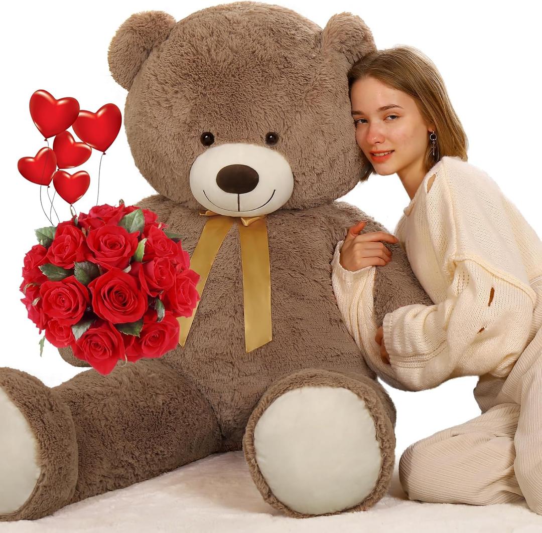 Tezituor Big Teddy Bear,52'' Giant Stuffed Animal Plush Toys for Adults Children,Girlfriend Soft Life Size Bears Plushie Gifts for Valentine, Christmas, Birthday,Baby Shower Decoration, Large