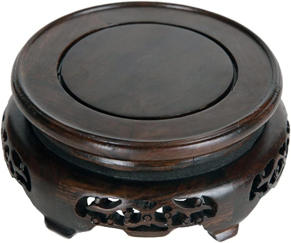 GOLDY&WENDY Circular Wooden Home Decoration Display Stand Black Sour Wood Vase Plant Buddha Statue Sculpture Fishbowl Pedestal Stand5.1''Inside Diameter (Non-rotatable)