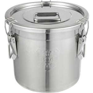 DYNAMI 304 Stainless Steel Airtight Canister, 3.2Gal Canisters Container with Lids and Sturdy Locking Clamp,Bucket Food Storage Containers Airtight for Rice, Flour, Grain, Coffee Bean(12L)