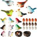 Jetec 20 Pieces Garden Accessories Bird Decorative Figurines Miniature Bird Figurines for Garden, Dollhouse Miniature, Cake Topper, Micro Landscape, Yard Bonsai Decal, Home Decoration