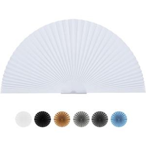 Arch Window Shade Half Circle Arched Non-Woven Stick on Cut to Size self Adhesive Light Filtering Half Moon Round Window Covering Pleated Blinds for Front Door (1, White, 36 x 18 Inches)  