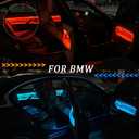 Hacreyatu Car Interior Door LED Lighting Ambient Light Trim Strip Accessories with Blue and Orange Colors Atmosphere Lights for BMW 3 Series F30 12-18-4 Inner Doors (Black)
