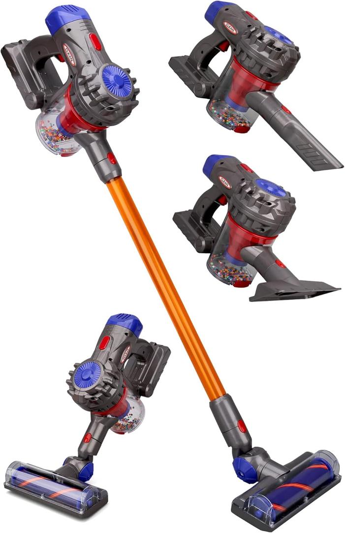 Toy Vacuum for Toddlers 3, Kids Vacuum Cleaner Set That Really Works Working, Baby Play Vacuumm-Cordless Real Suction, Housekeeping Keeping Girl Boys (Blue)