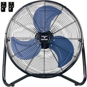 TEMPWARE 20 Inch High Velocity Industrial Floor Fan, 3-Speed Heavy Duty Metal Cradle Floor Fans with 360 Tilt for Warehouse, Workshop, Garage, Factory and Basement, Black & Blue