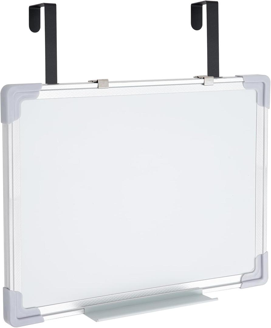 Lincia 24 x 20 Inch Over The Door Whiteboard Hanging Dry Erase Board for Door 4 Adjustable Heights Aluminum Frame Small White Board for Dorm Home Office Cubicle Wall, Horizontal Vertical Installation